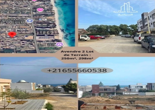 Deux Lots de Terrains Constructibles Avec Vue Mer En Vente à Chott Mariem
